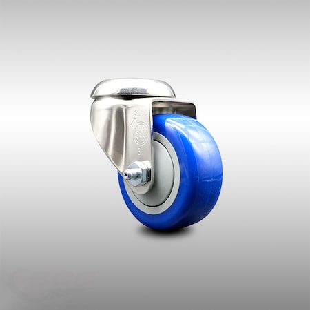 Service Caster 3.5 Inch 316SS Blue Polyurethane Wheel Swivel Bolt Hole Caster SCC-SS316BH20S3514-PPUB-BLUE